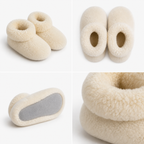 Pantufla lana de oveja blanca
