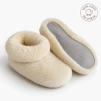 Pantufla lana de oveja blanca